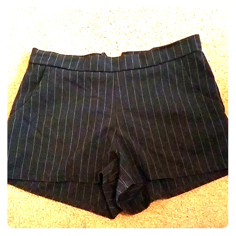Black pinstriped shorts